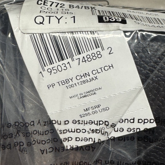 Coach Tabby Chain Leather Clutch Crossbody - Black/Brass CE772 - Picture 5 of 6